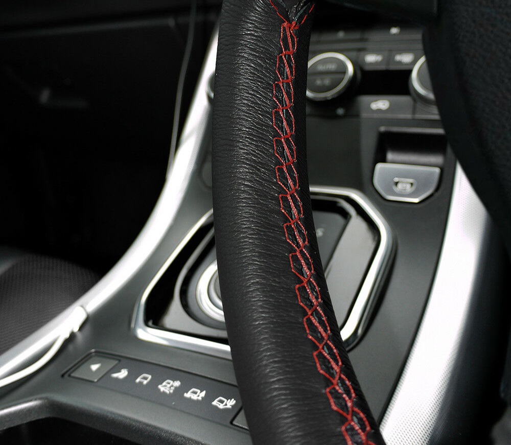 Black Leather Steering Wheel Cover Color Stitching HemiSport Ram - Click Image to Close